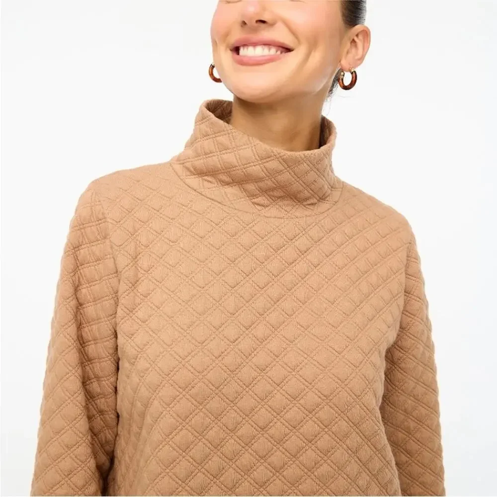 J Crew Quilted mockneck Mock XS Pullover Shirt BL249 Top Shirt 2022